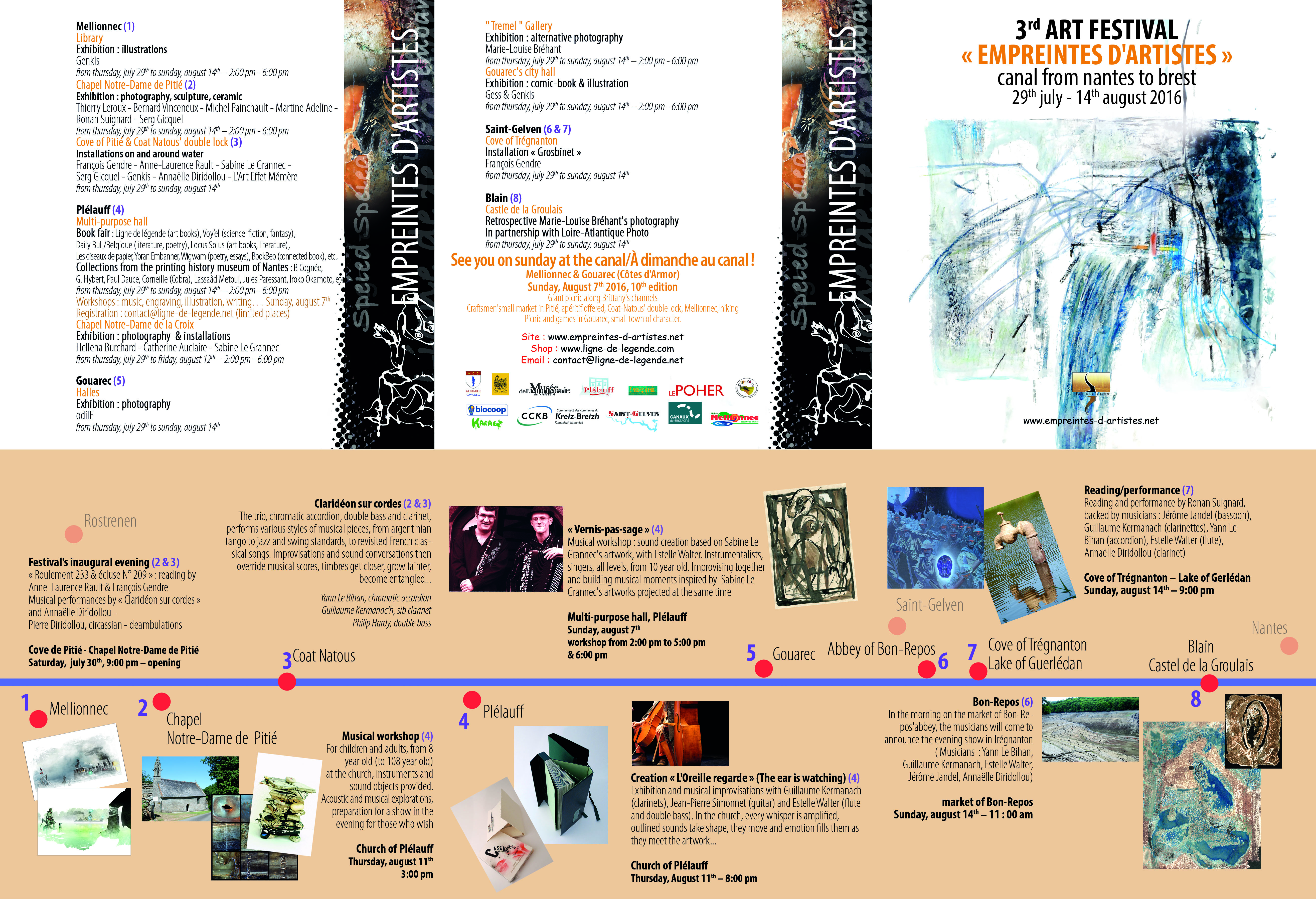 This is the programme for the Art Festival Empreintes d'artistes 2016 in English